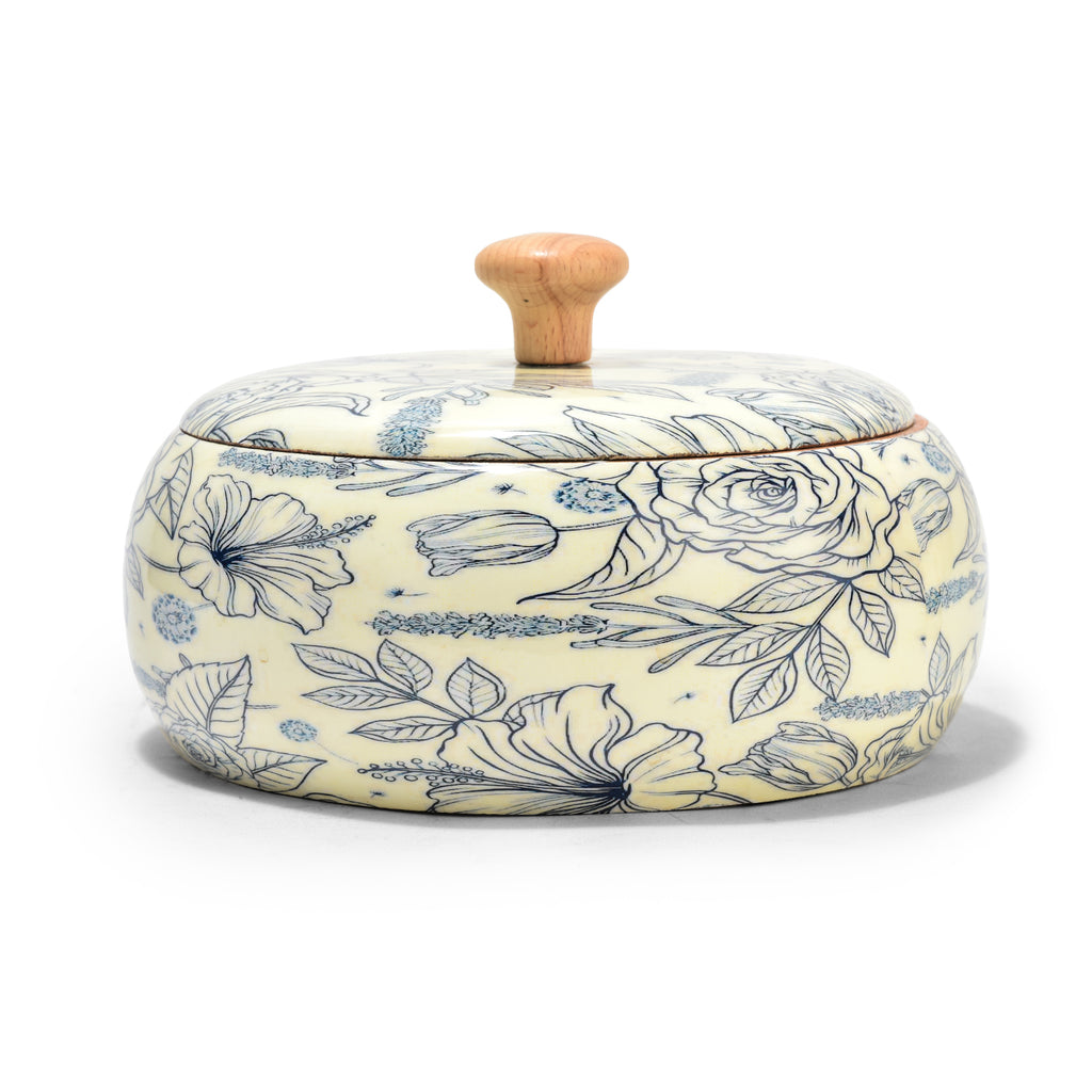 Solid Mango Wood Roti Casserole For Kitchen | Round Hot Pot, Roti Dabba With Lid | Casserole For Dining