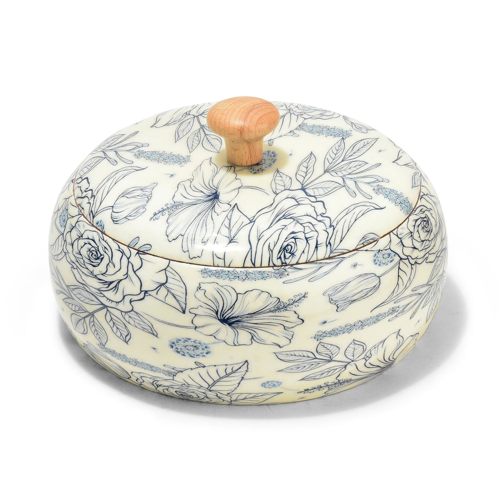 Solid Mango Wood Roti Casserole For Kitchen | Round Hot Pot, Roti Dabba With Lid | Casserole For Dining