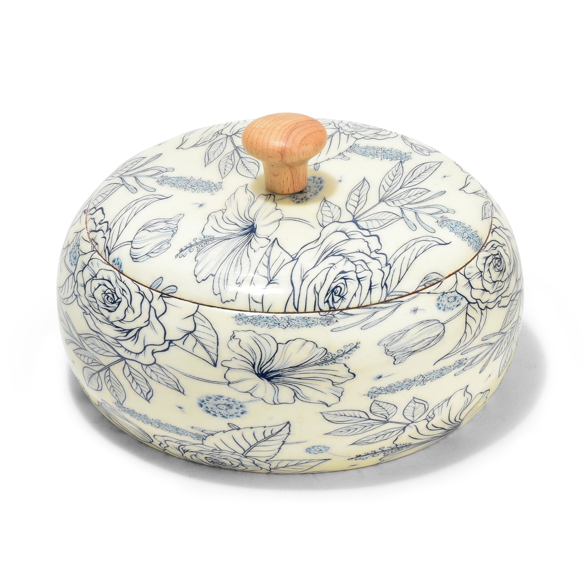 Solid Mango Wood Roti Casserole For Kitchen | Round Hot Pot, Roti Dabba With Lid | Casserole For Dining