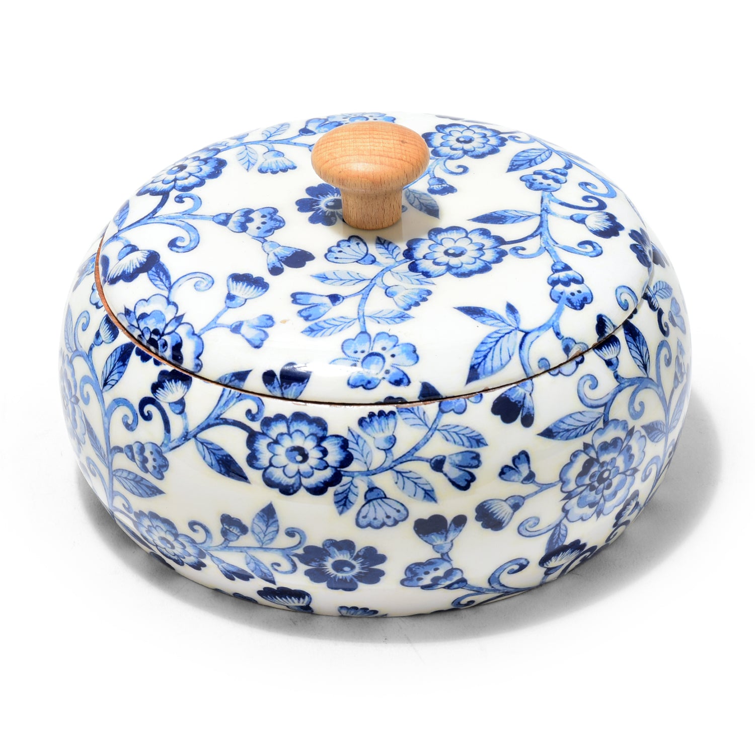 Handcrafted Wooden Chapati Box with Floral Print – 8 x 4 Inch, Multipurpose Storage Roti Casserole For Kitchen | Round Hot Pot, Roti Dabba With Lid | Casserole For Dining