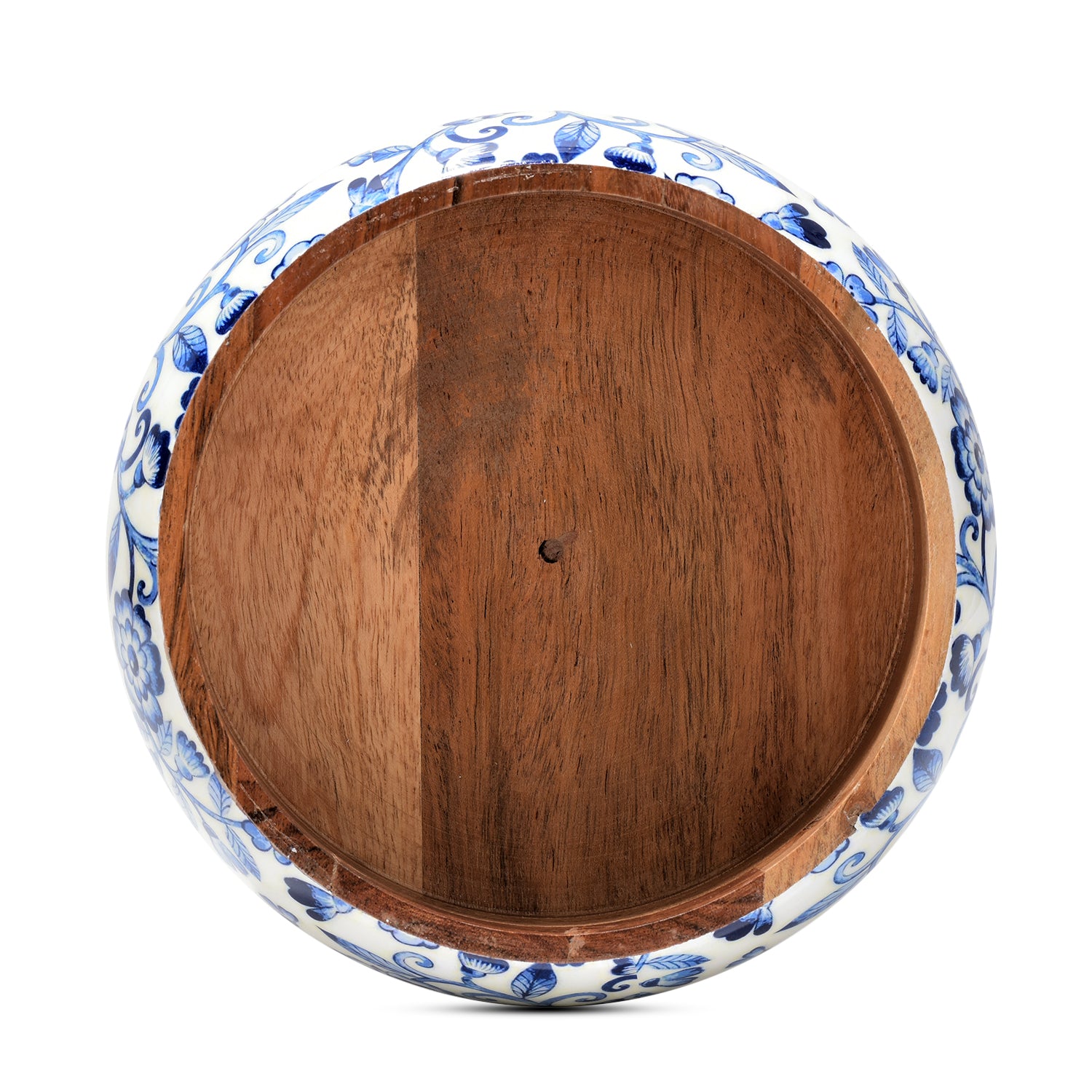 Handcrafted Wooden Chapati Box with Floral Print – 8 x 4 Inch, Multipurpose Storage Roti Casserole For Kitchen | Round Hot Pot, Roti Dabba With Lid | Casserole For Dining