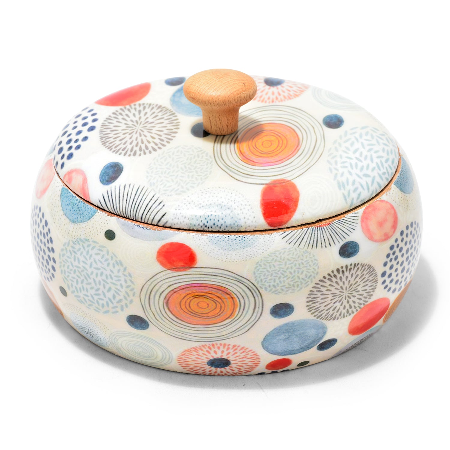 Mango Wood Chapati Box | Multipurpose Storage Container with Meena Print – 8 x 4 Inch