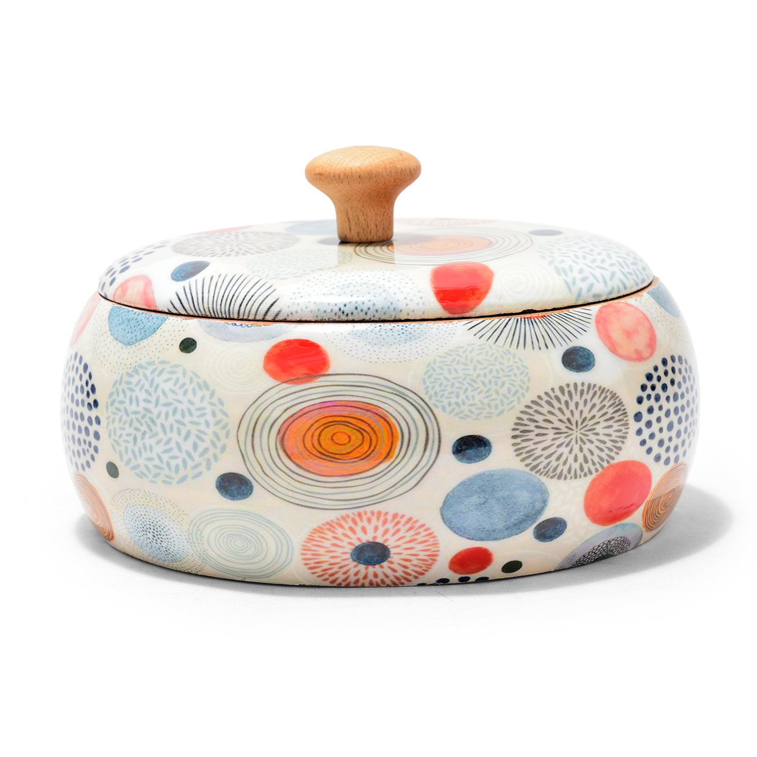 Mango Wood Chapati Box | Multipurpose Storage Container with Meena Print – 8 x 4 Inch