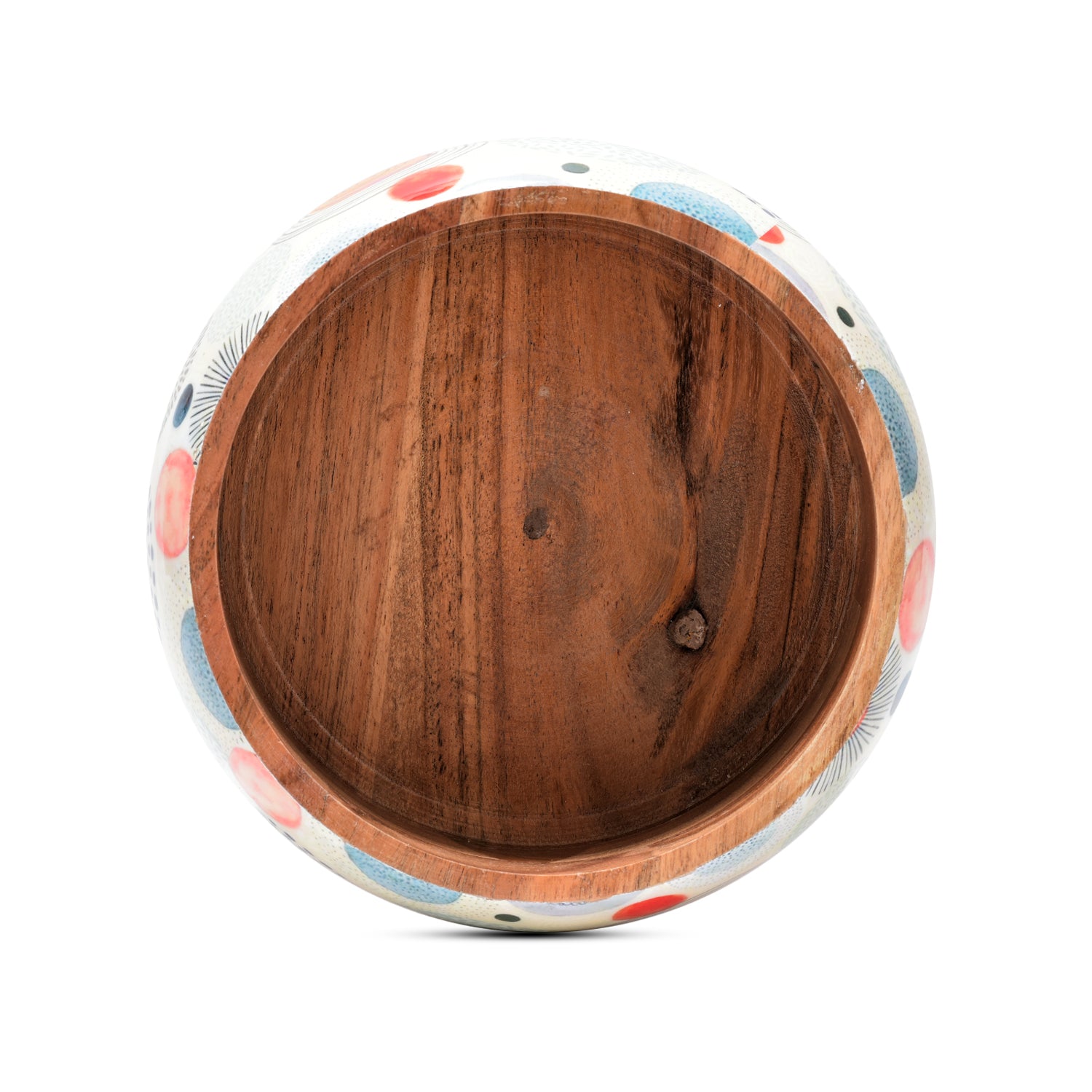 Mango Wood Chapati Box | Multipurpose Storage Container with Meena Print – 8 x 4 Inch
